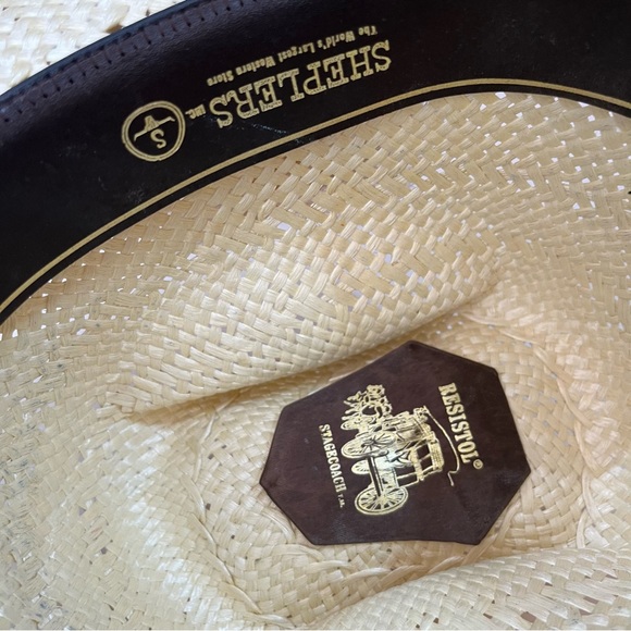 Vintage 70 80 Retro Stagecoach Natural Straw Western Cowboy Hat with Feathers - Picture 8 of 17